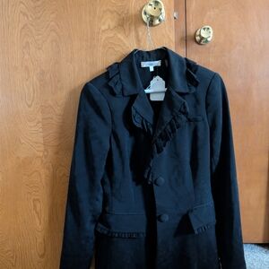 LoveShackFancy Black Ruffled Blazer